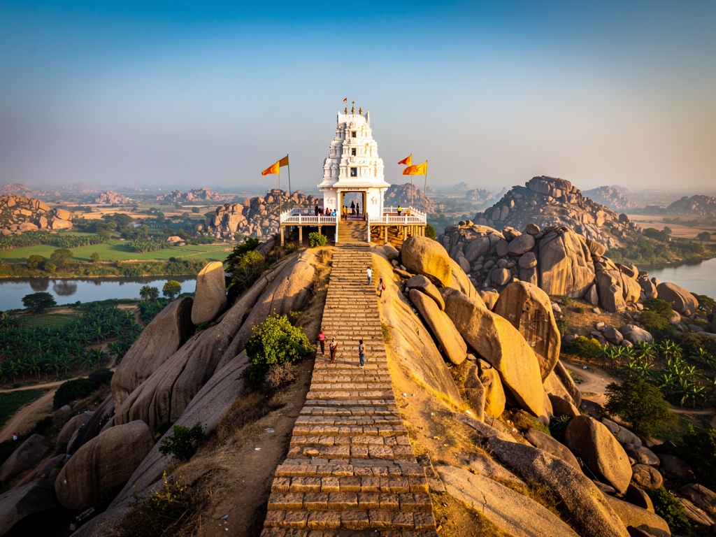 View from Anjanadri Hill - birthplace of Lord Hanuman in Hampi