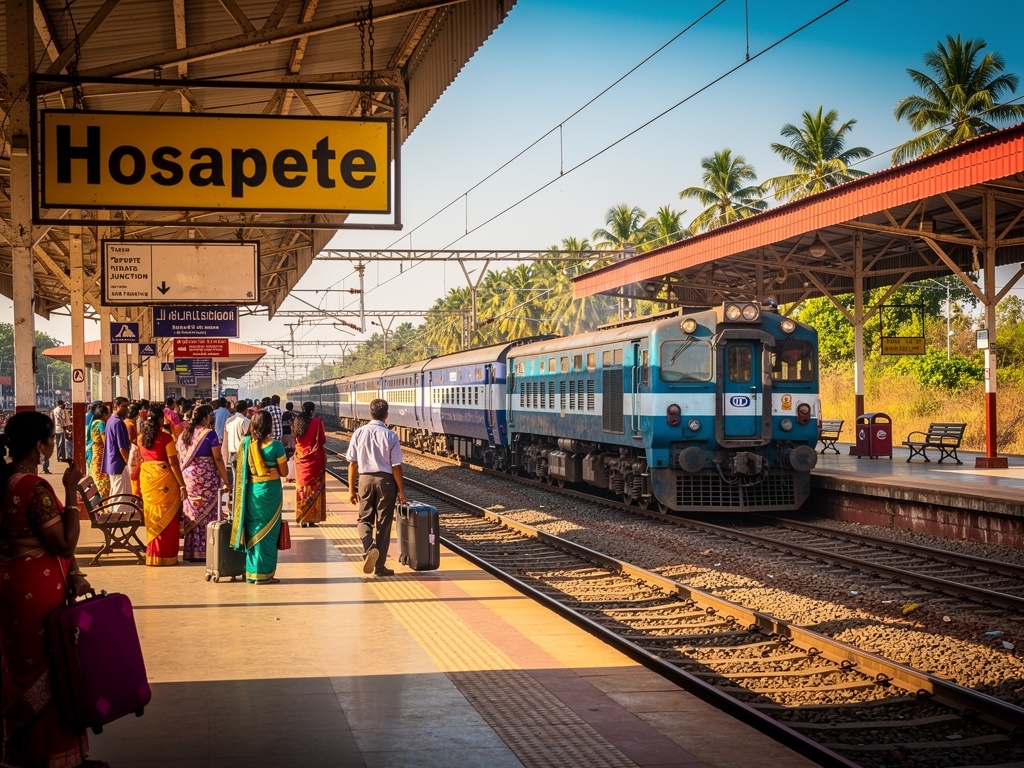 Hosapete Junction railway station - main transport gateway to Hampi