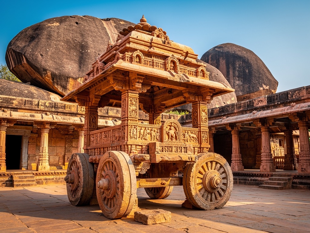 The iconic Stone Chariot at Vittala Temple, Hampi
